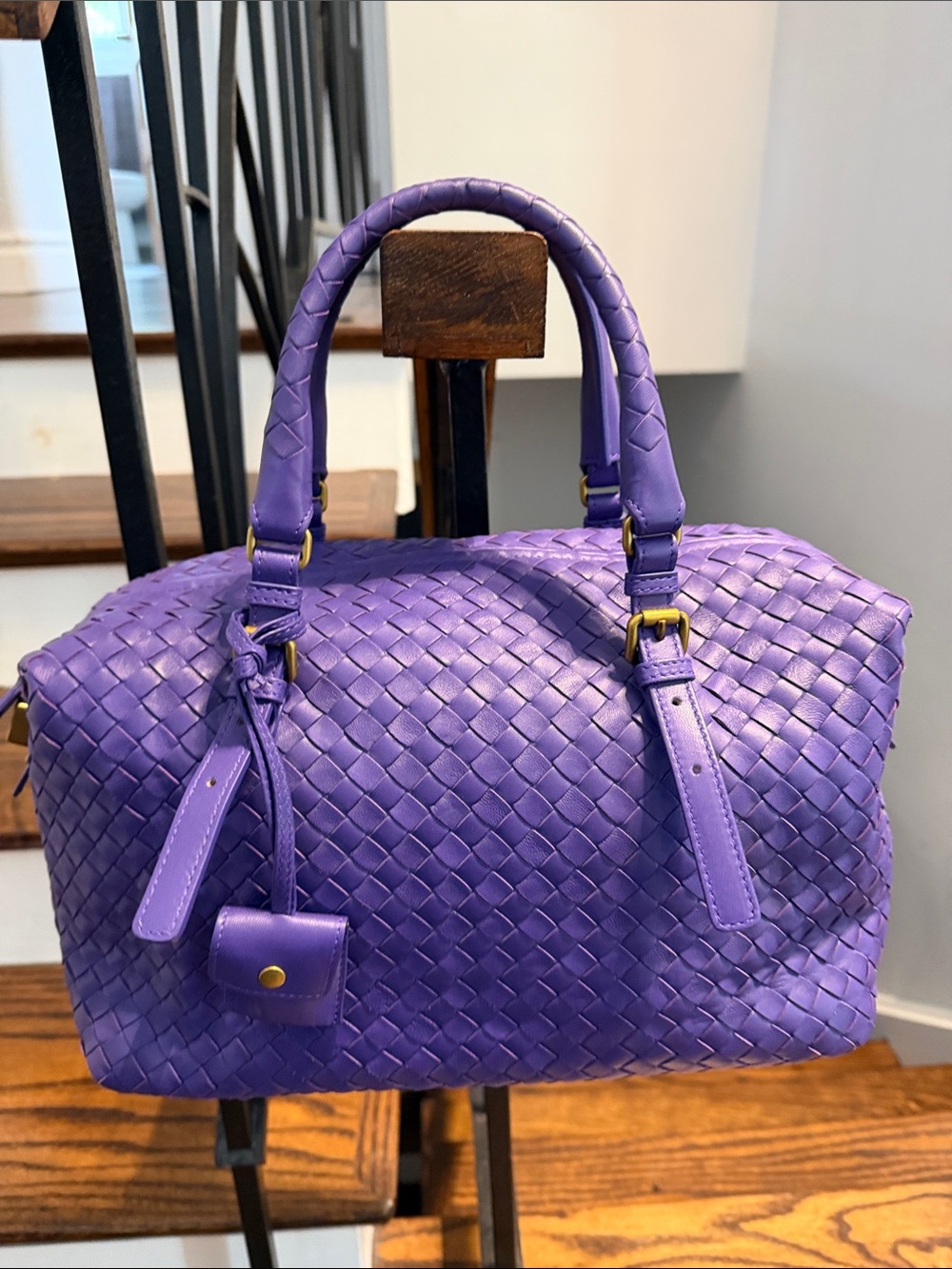 Bottega Veneta Intrecciato Leather Top-Handle Tote in Vivid Purple - Picture 12 of 14
